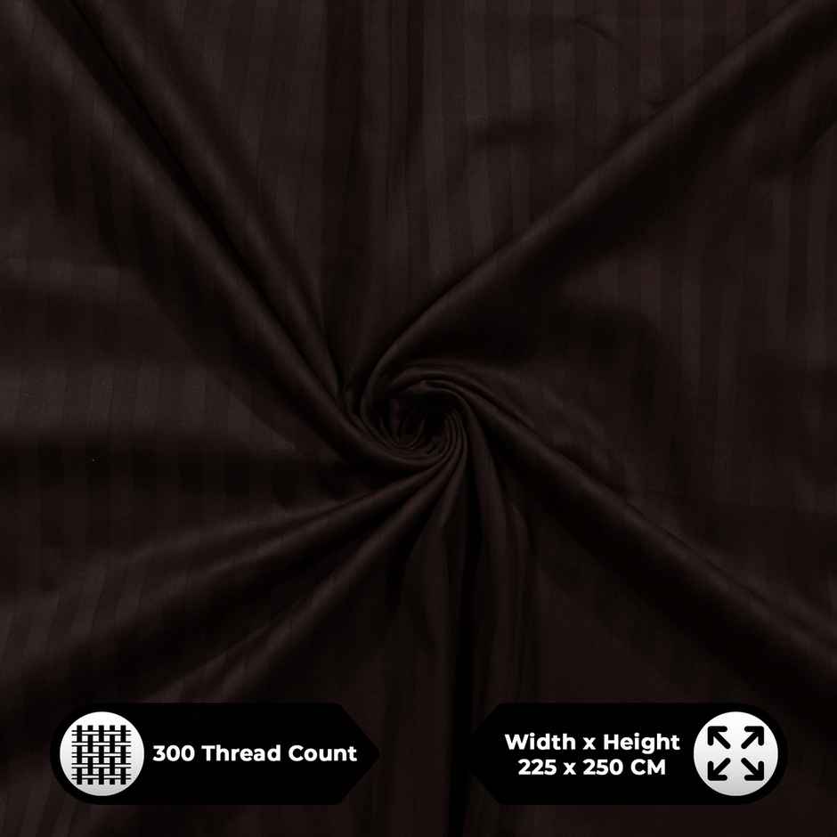 Story@Home 300 TC Dark Brown Stripes Microfiber Double Size bedsheet with 2 Pillow Covers
