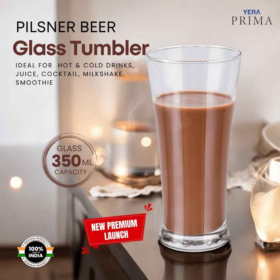 YERA GLASSWARE Prima Oslo Pint Glass Set - 350 ml | Premium & Durable