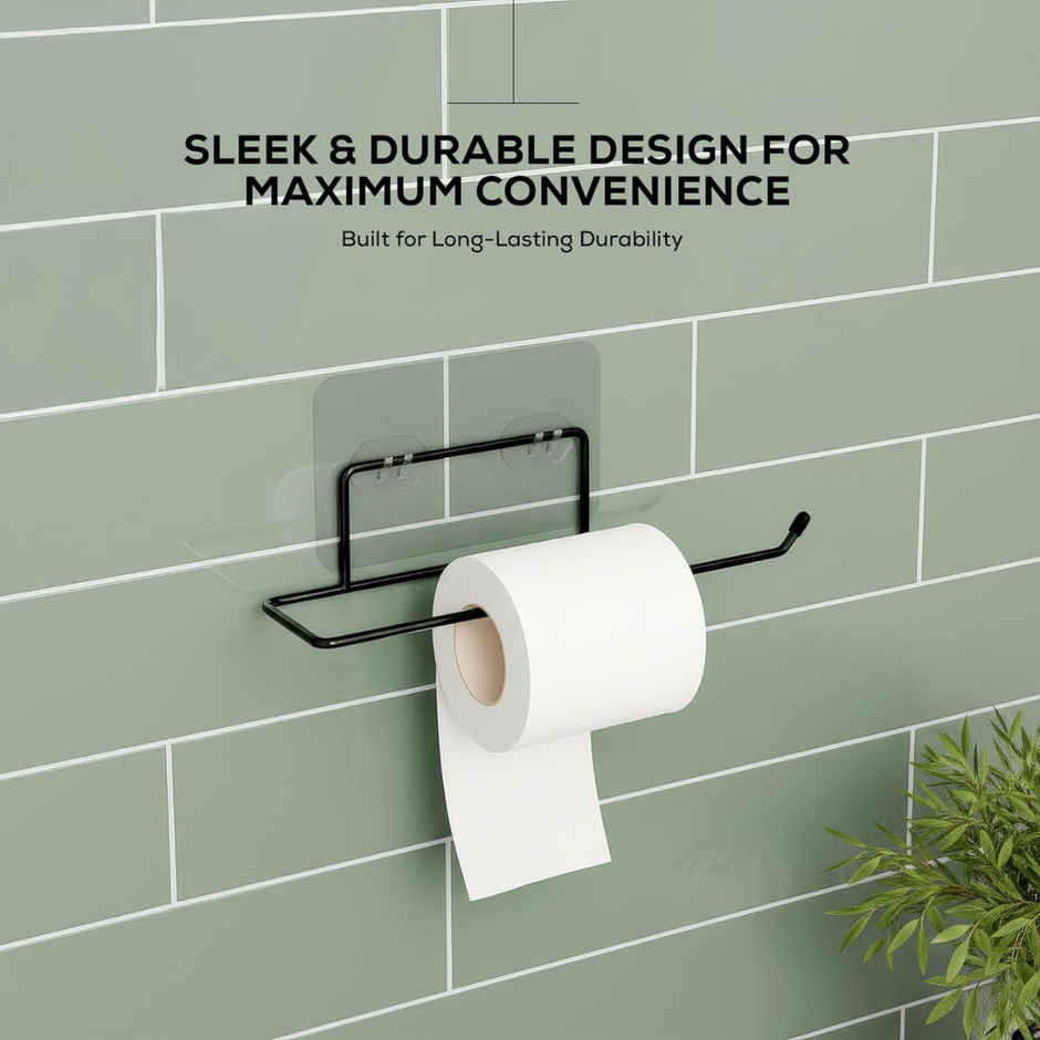 Zedak Self Adhesive Toilet Paper Holder | Metal | Black