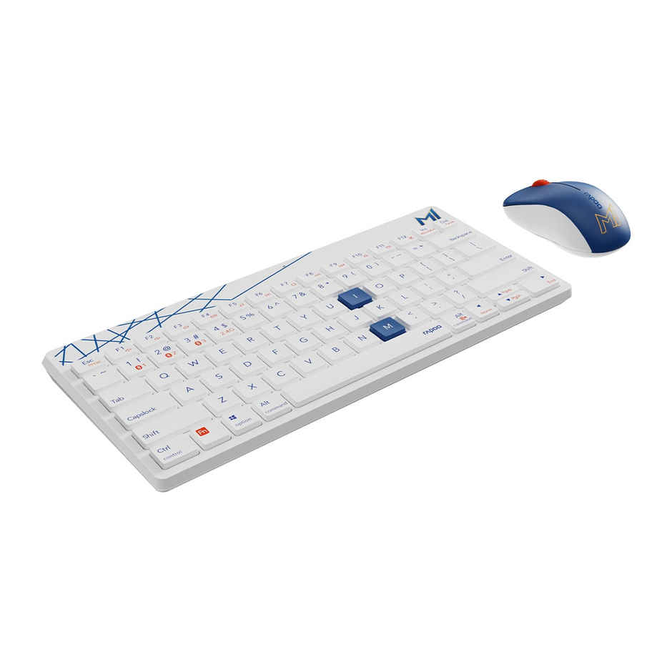 Rapoo X Mumbai Indians Edition 8000M Multi-Device Keyboard, Mouse Combo, Wireless 2.4 GHz 1300 DPI