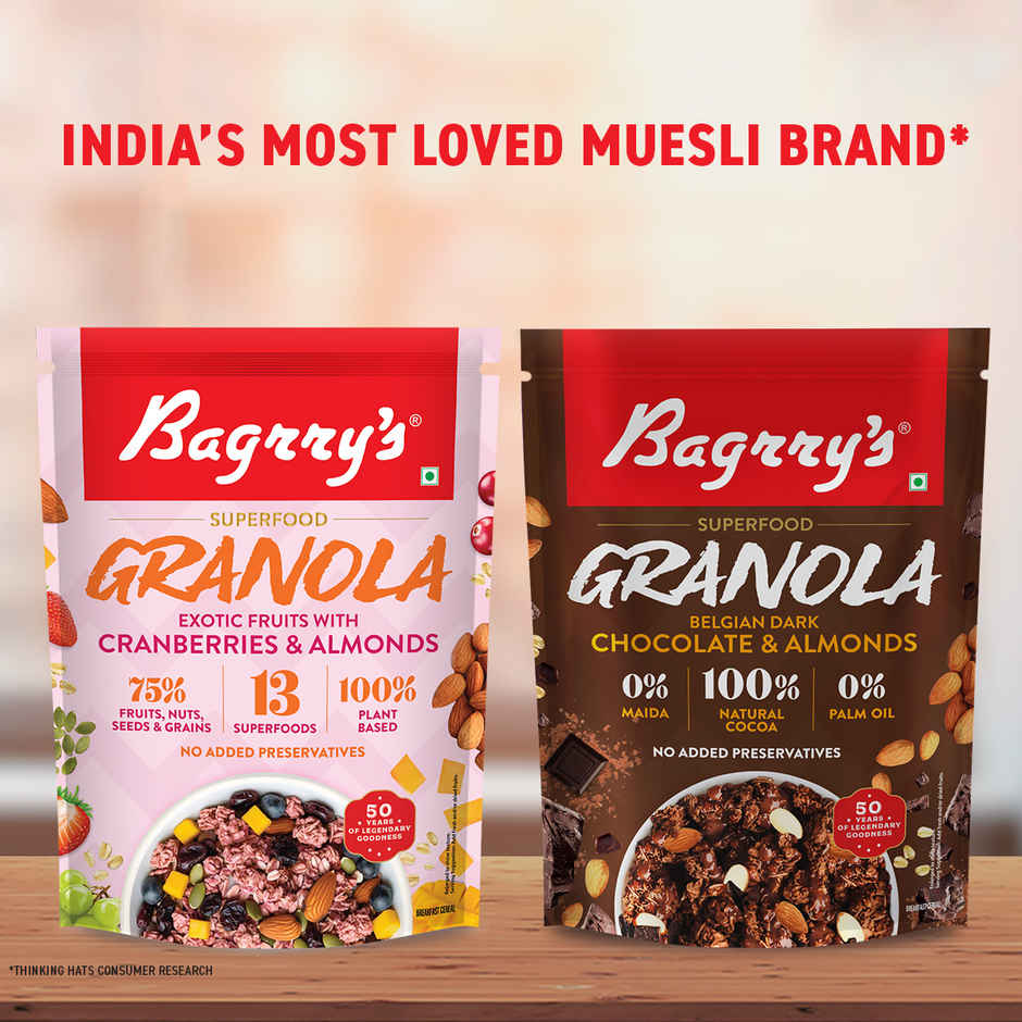 Bagrry's Exotic Fruits with Cranberries & Almonds Granola (30% Fruits, Nuts & Berries)