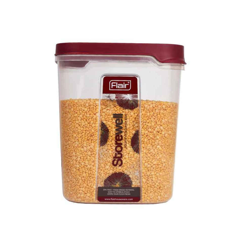 Flair Plastic Storewell Food Storage Containers 6000 ml (Maroon), Bpa Free, Spices Grains