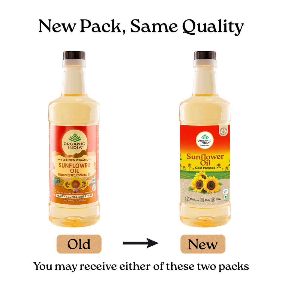 A TATA Product - Organic India Sunflower Oil | Sunflower Seeds Extracted Cold Pressed Oil