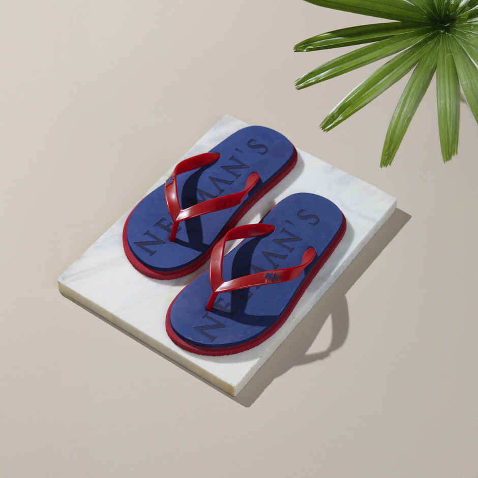 Neemans Unisex Eco Classic Slippers | Blue with Red - UK 10