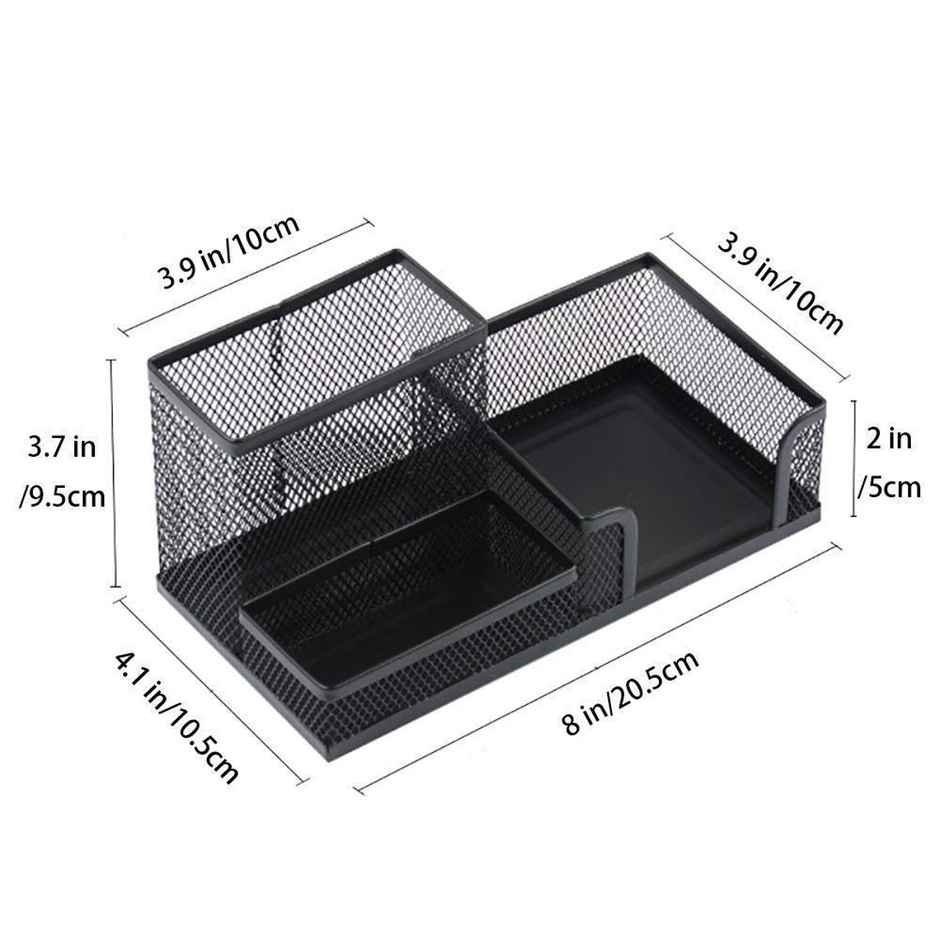 Chrome 9632 3 Compartment Metal Mesh Desk Organizer