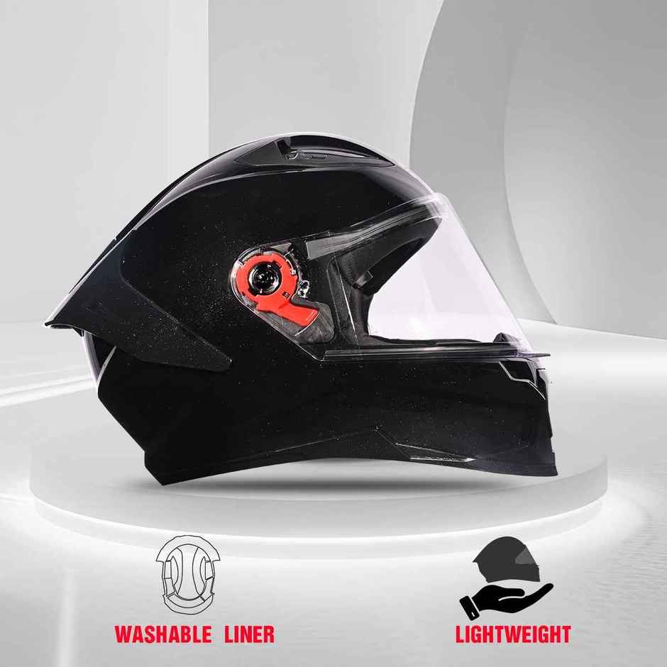 Studds Raider Super Isi Certified Full Face Helmet For Men And Women With Spoiler Visor (Black - M)