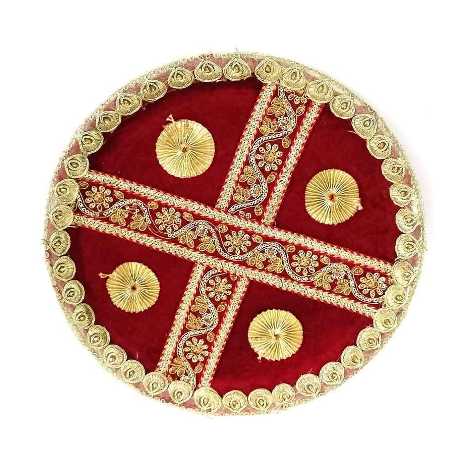 Karwa Chauth Pooja Thali Set | 12 inch | Red | Gullak