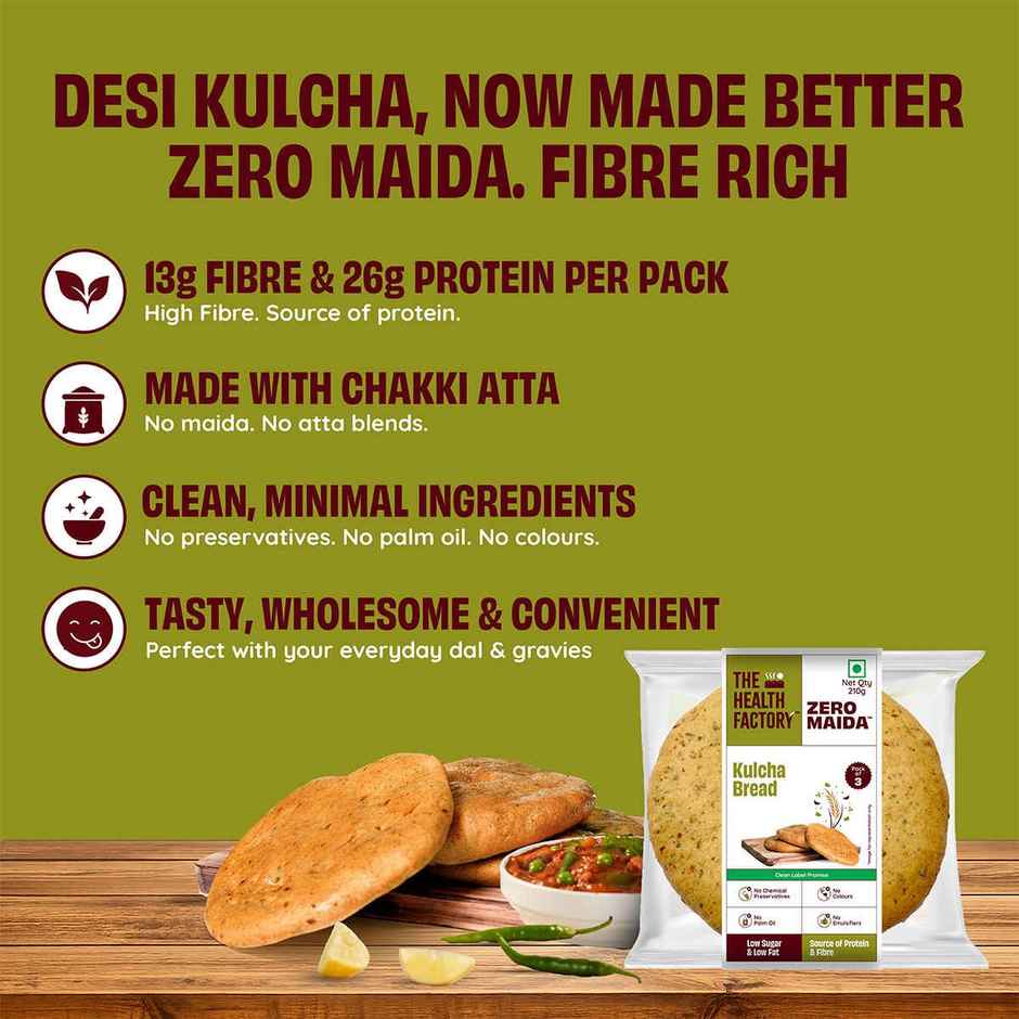 The Health Factory Kulcha Bread | Zero Maida | Whole Wheat Bread