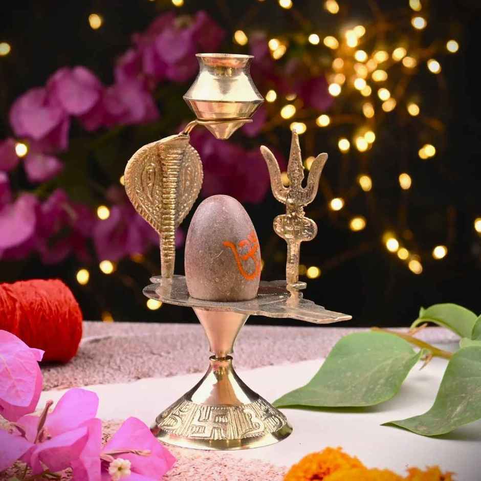 Narmadeshwar Shivling with Small Trishul | Mahadev Idol for Pooja | Servdharm