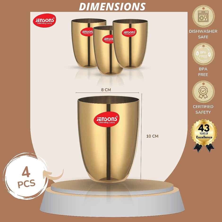 Jensons Pvd Lotus Glass 4 Pcs -gold