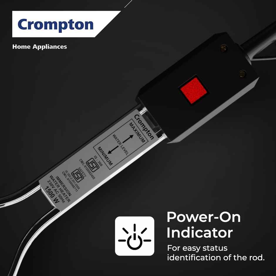 Crompton AIMR-B1A 1000W Superfast heating Immersion Rod| 100% Shock Proof| Anti-corrosive coating