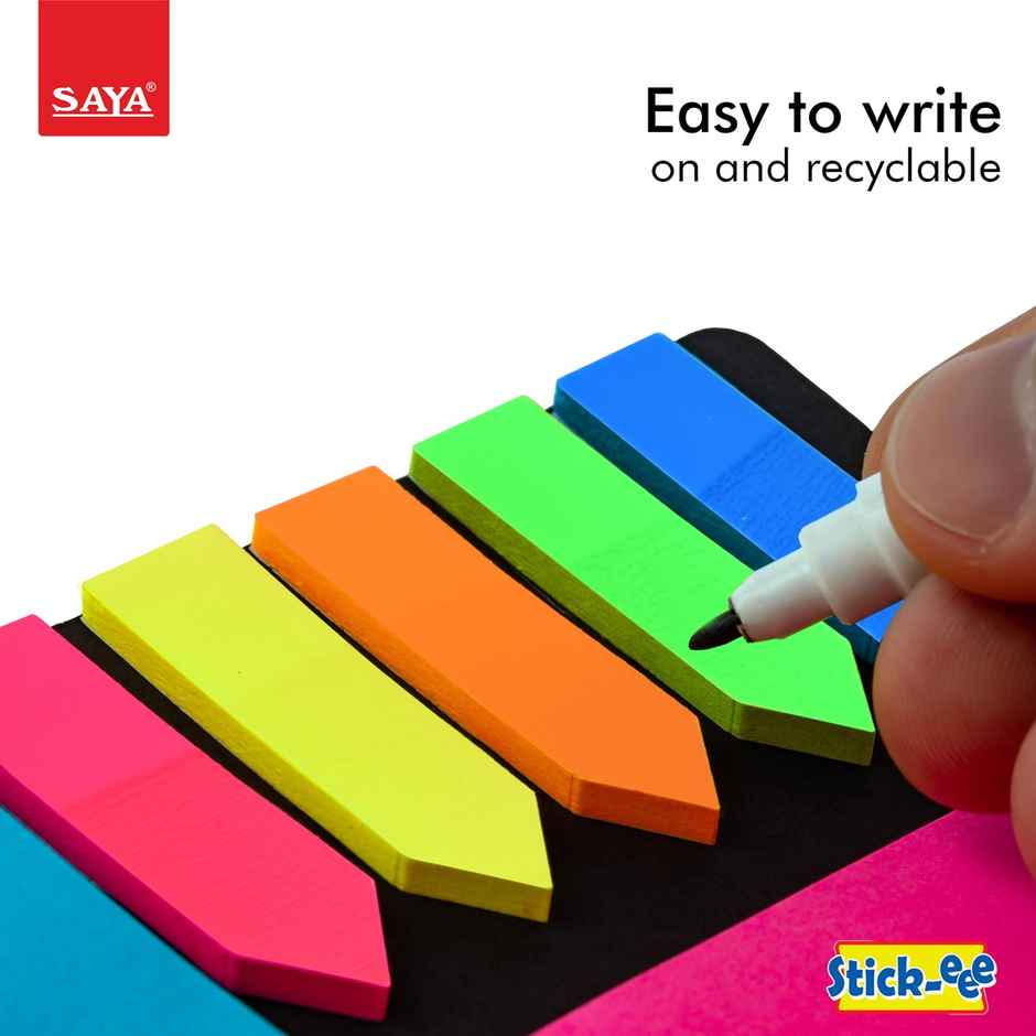Saya Arrow Page Flags | 5 Color Sticky Index Tabs for Books | Files & Document Marking
