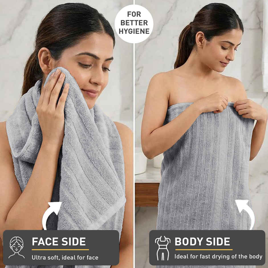 Mytrident Quick Dry Cotton Bath Towel | 28 x 56 in | Charcoal Grey