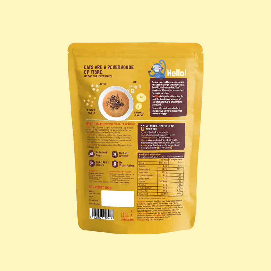 Slurrp Farm Banana Choco-Chip Millet Pancake Mix | No Maida