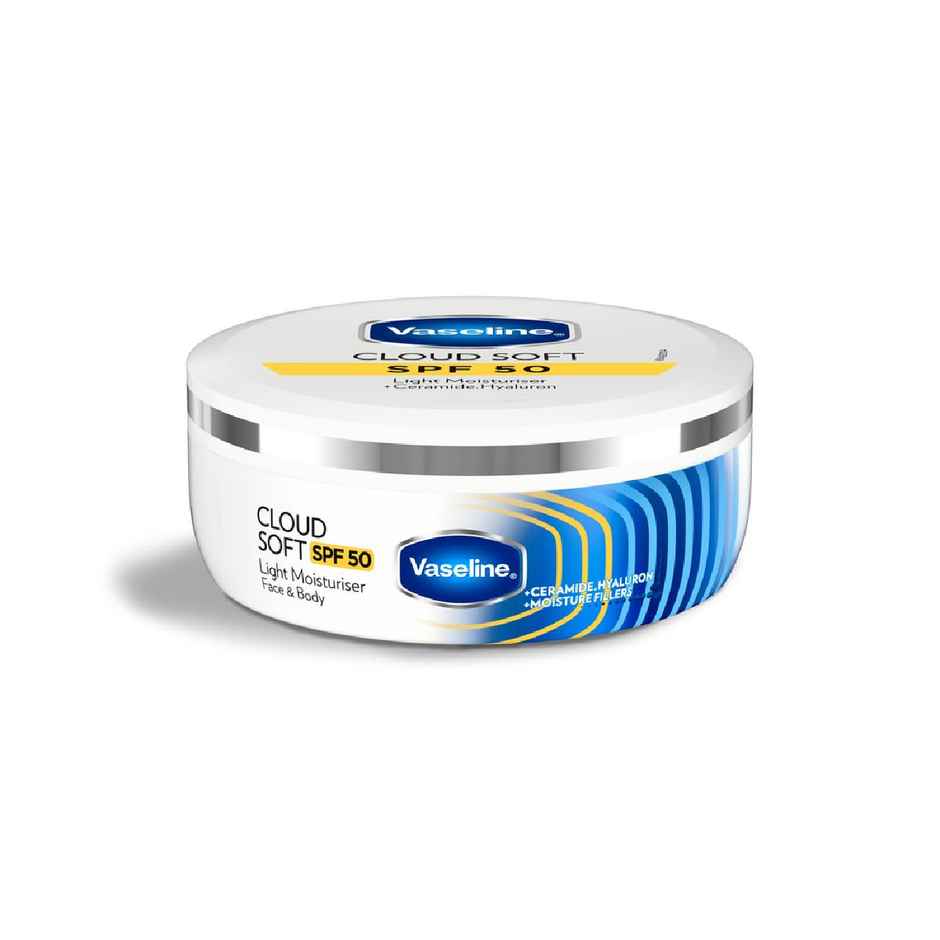 Vaseline Cloud Soft SPF 50 Light Moisturiser | Ceramides & Hyaluron | Non-Sticky Hydration