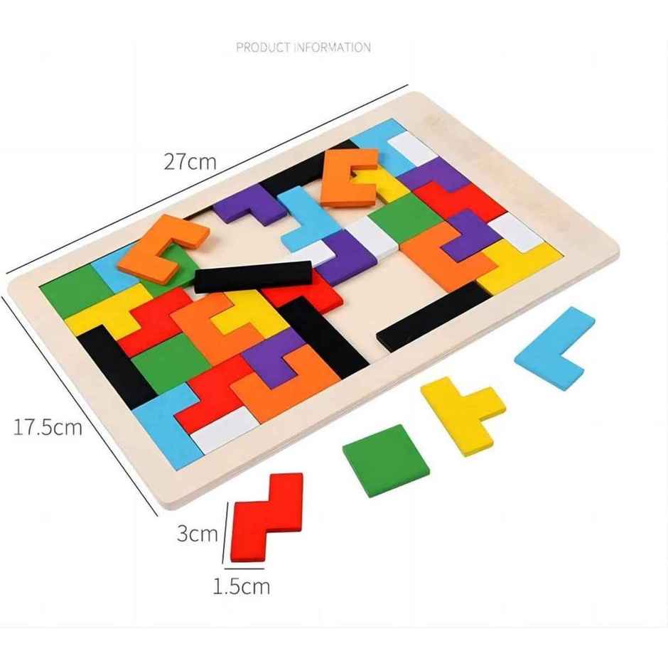 Fablue 40 Pcs Wooden Russian Blocks Puzzle For Kids Adults - Wood Intelligence Puzzle Toy For Kids