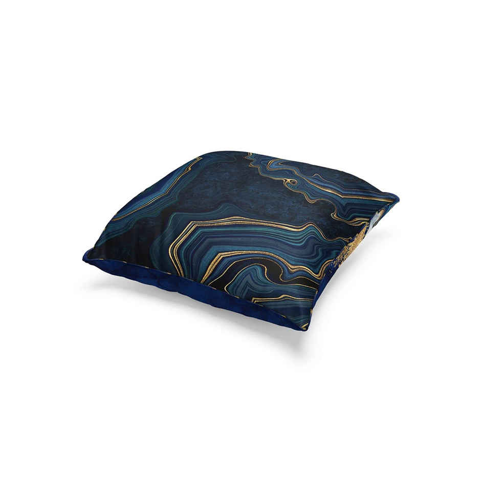 Bianca Designer Reversible Printed Silk Linen Cushion Covers | 16 X16 | Abstract | Navy, Gold