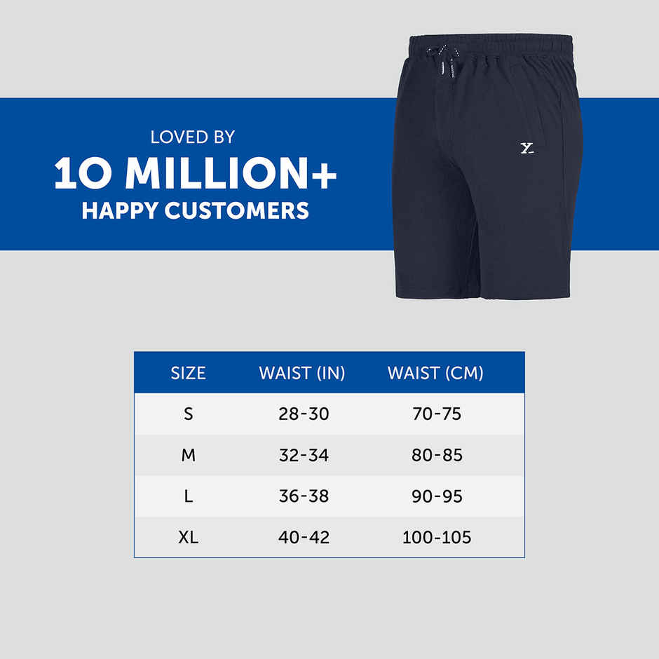 XYXX Ace Cotton Modal solid Shorts | 2 Side Pocket with zip | Dress Blue- S