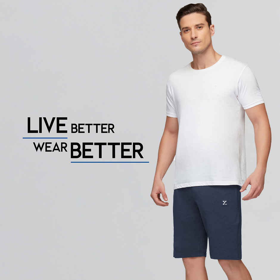 XYXX Ace Cotton Modal solid Shorts | 2 Side Pocket with zip | Dress Blue- S