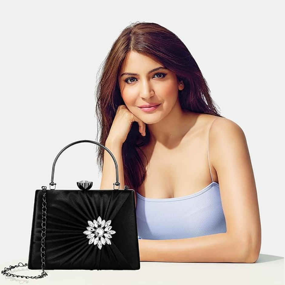 Lavie Women's Ivy Side Brooch Handle Frame Clutch | Small | Black (20 X 4 X 14 Cm)