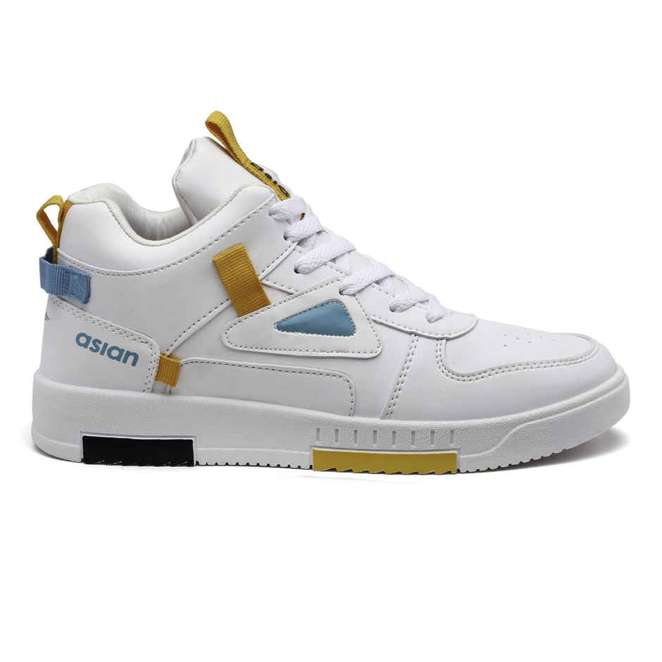 Asian Tarzan-11 Men High Top Sneakers White-Mustard (UK-10)