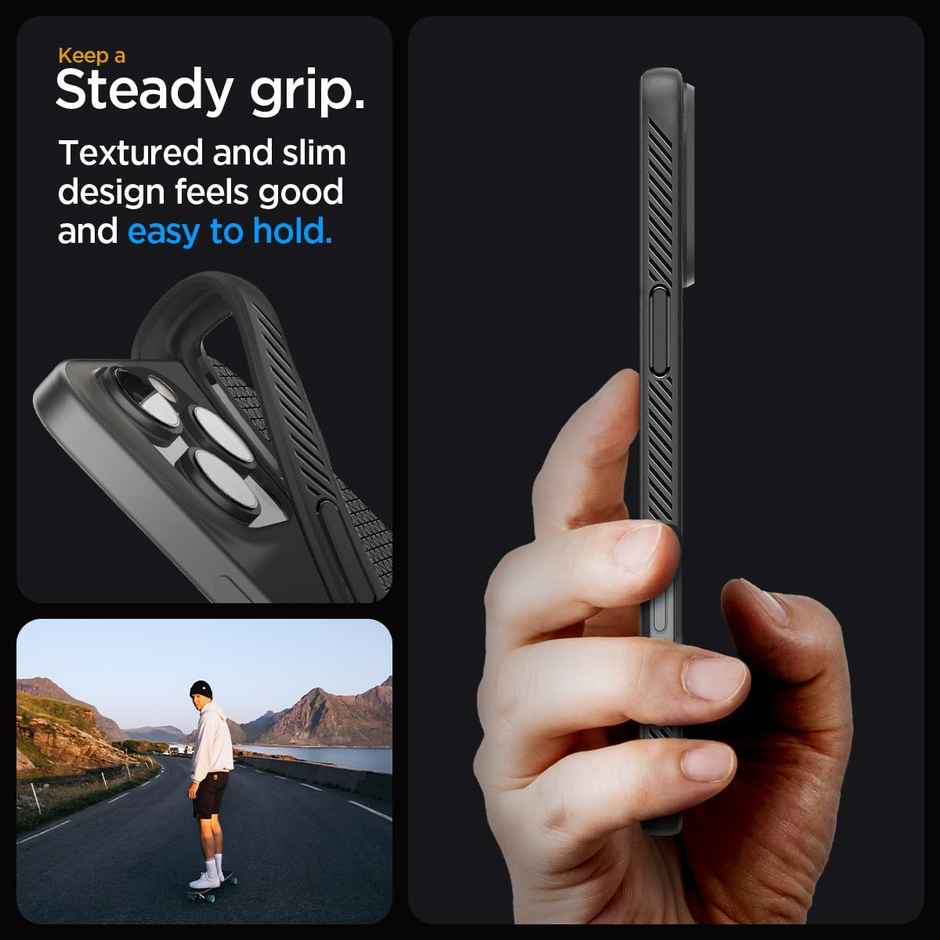 Spigen Liquid Air Back Cover Case Compatible with iPhone 16 Pro (TPU | Matte Black)