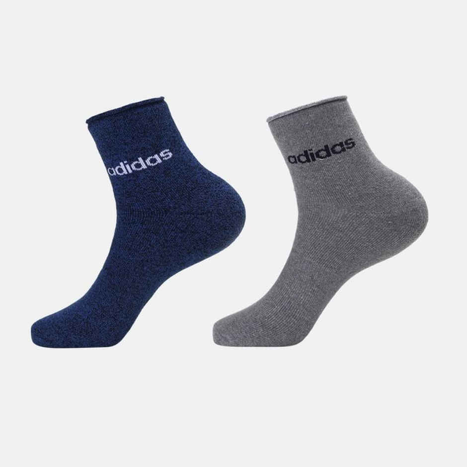 Adidas Men's Full Cushion Ankle Socks | One Size | Dark Blue & Grey Melange