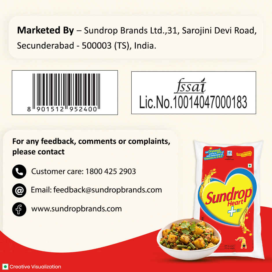 Sundrop Heart Plus|  Helps Reduce Cholesterol | Refined Rice Bran & Corn Oil