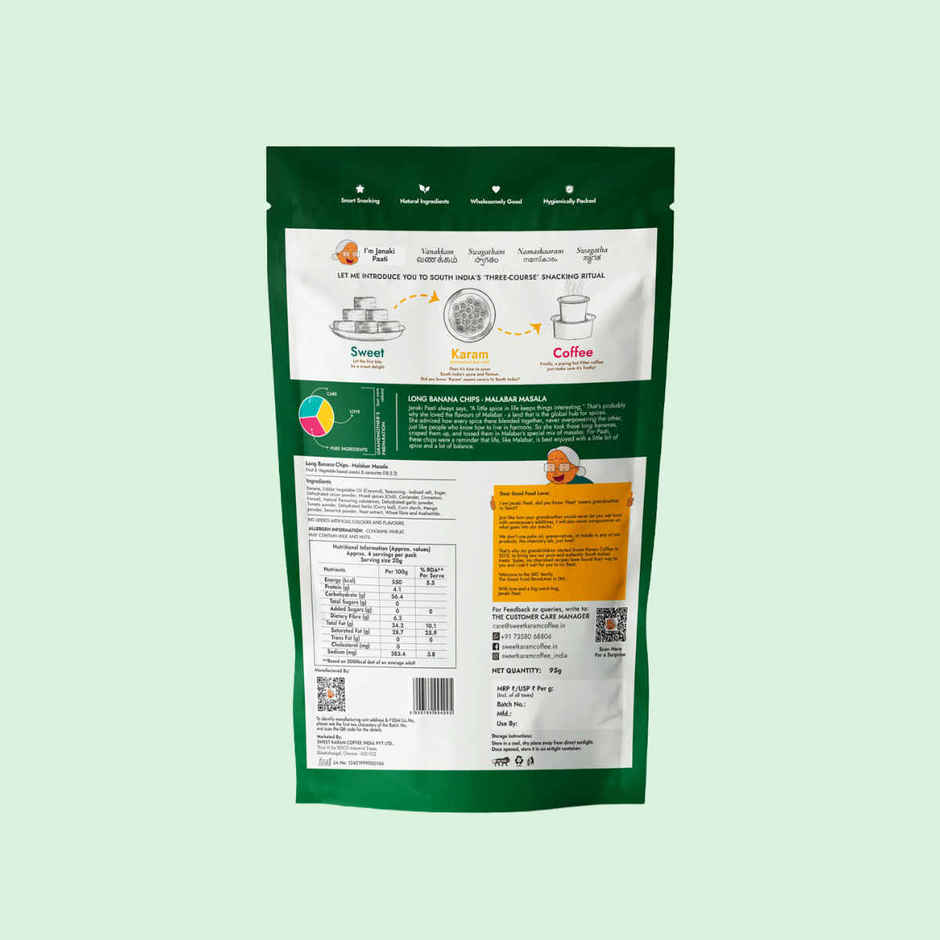 Sweet Karam Coffee Kerala Malabar Masala | Long Banana Chips | No Palm Oil
