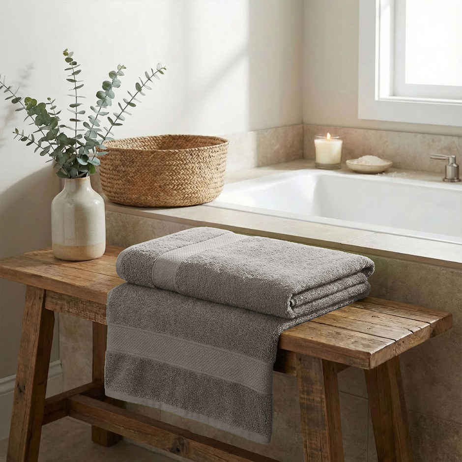 Mytrident Urban Comfort Cotton Bath Towel | Charcoal