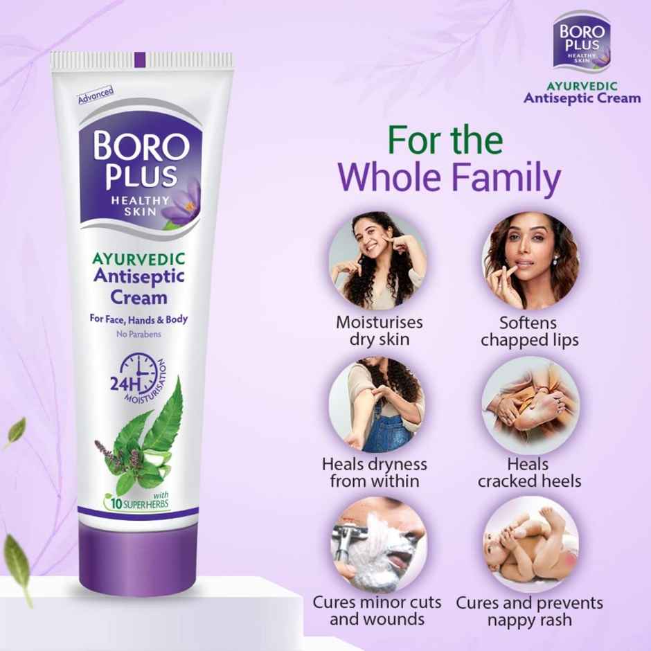 BoroPlus Ayurvedic Antiseptic Cream For Face, Hands & Body, Enriched With 10 Super Herbs