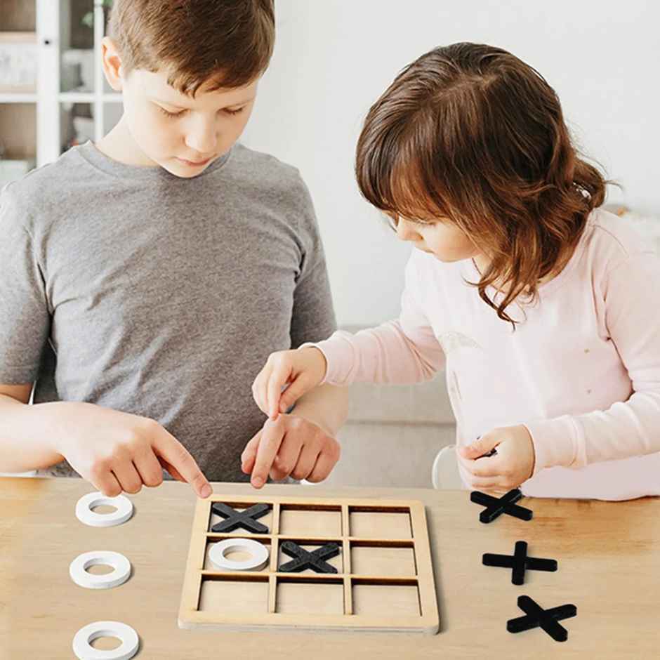 Fablue Multicolor Wooden Tic Tac Toe Xo Game - Cross And Zero Game Toy For Kids And Adults | Assorted