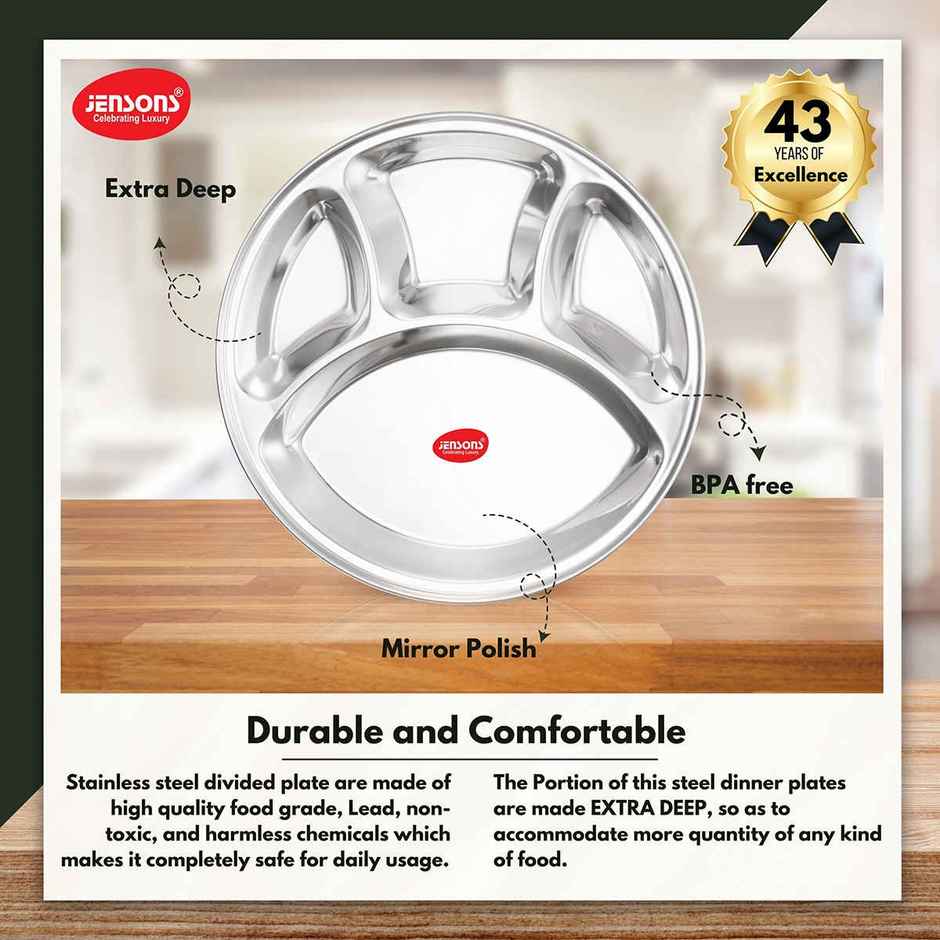 Jensons Stainless Steel Partition Plate Round Combo
