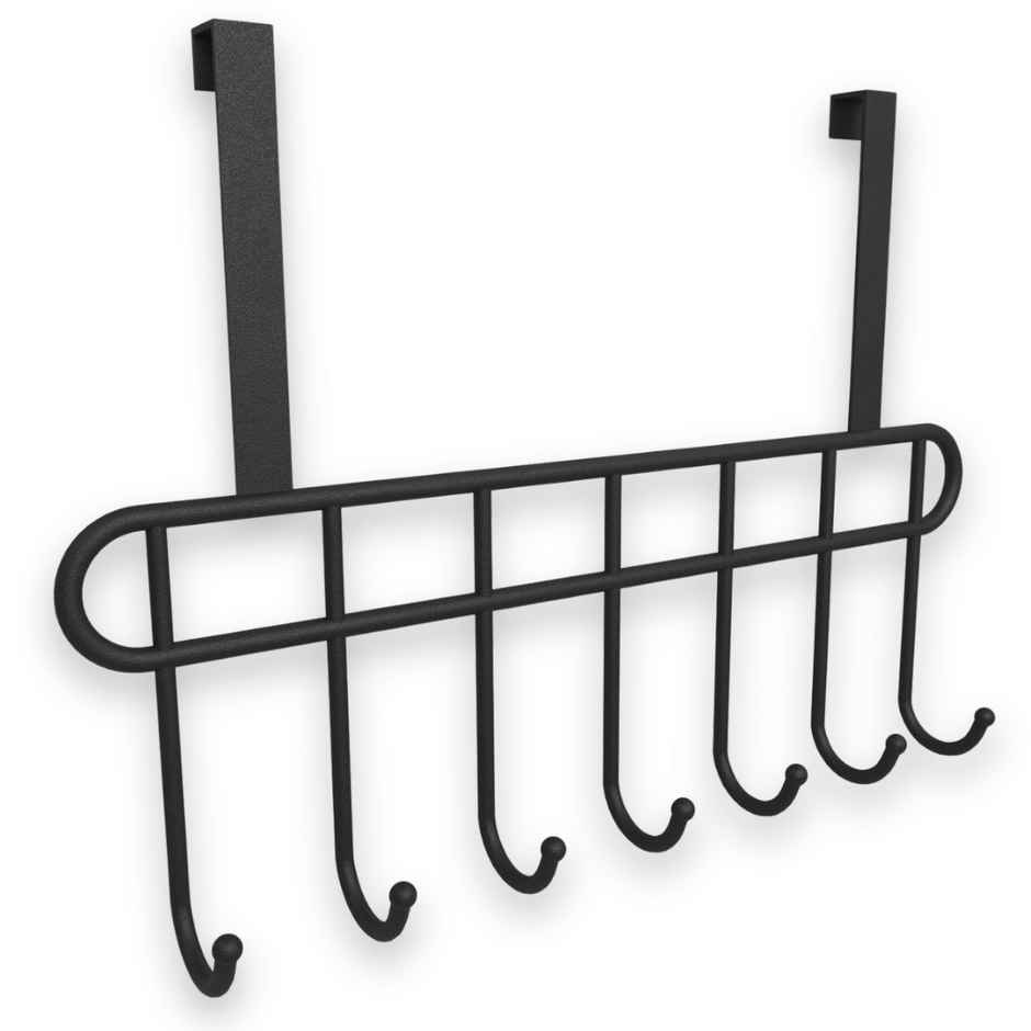 Zulaxy Over-the-Door Cloth Hanging Organizer with 7 Hooks for all Doors | Black