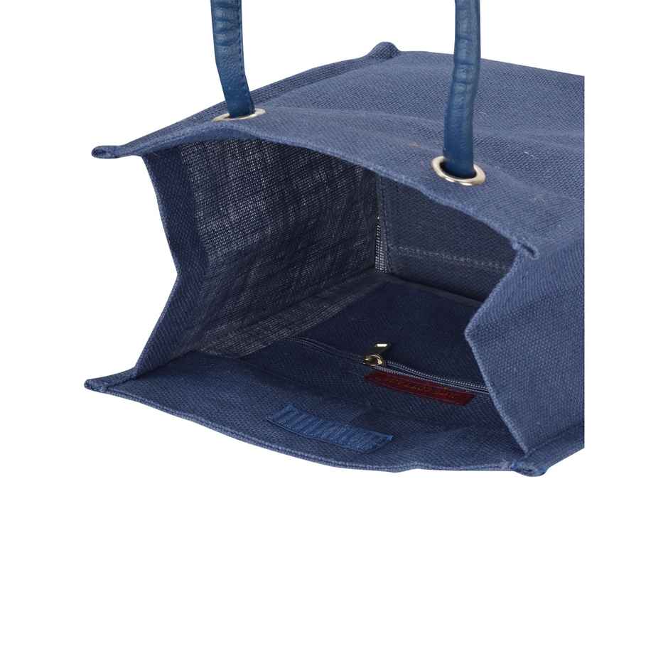 Jute Cottage Carry Bag - Big Eyelet Plain Lunch Bag | Eco-friendly | Navy Blue