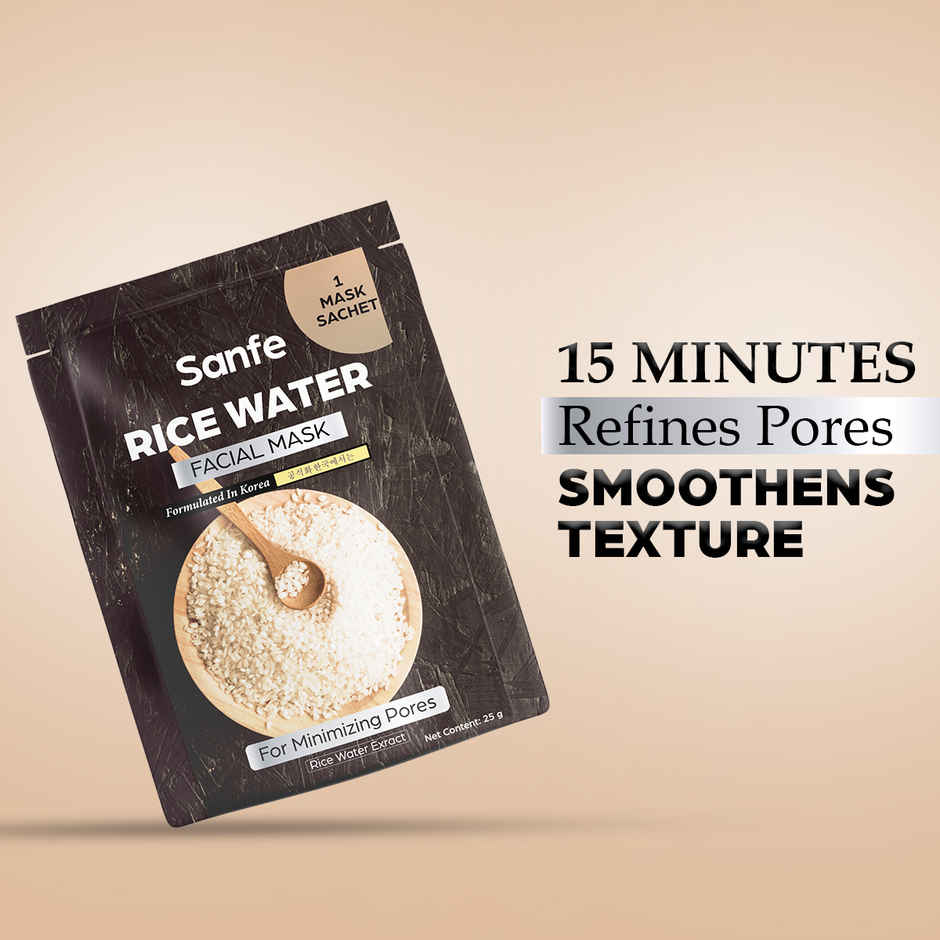 Sanfe Rice Water Facial Mask Korean Sheet Mask For Brightening & Hydrating Skin
