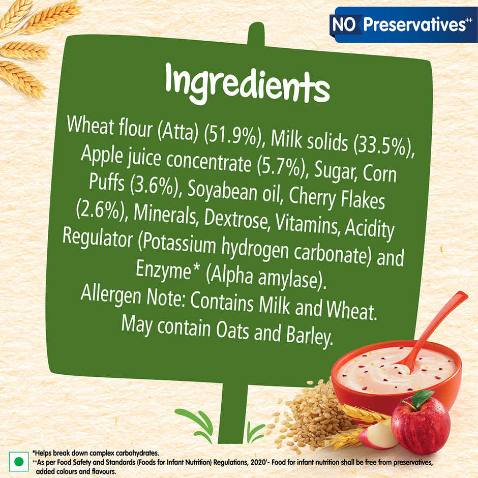 Nestle CERELAC Wheat Apple Cherry Baby Food Cereal, No Preservatives, 8 to 24 Months