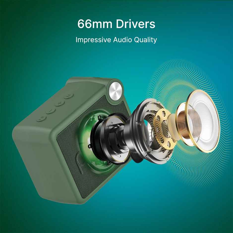 pTron Musicbot Pop V2 7W Mini Bluetooth Speaker with Pristine Sound & 8 Hours Playtime | Green