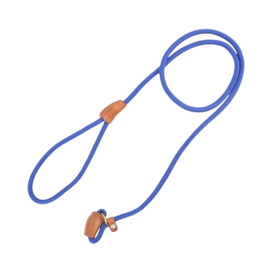 Vama Leathers British Style Slip Training Leash Heavy Duty Rope With Brass Ring-1 Cm X 5 Feet-Blue