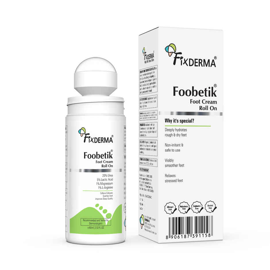 Fixderma Foobetik Foot Roll On For Dry & Cracked Heels with Urea, Lactic Acid & Magnesium
