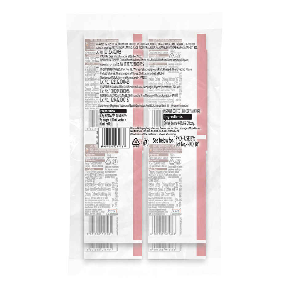 Nescafe Sunrise Instant Coffee Powder Sachets