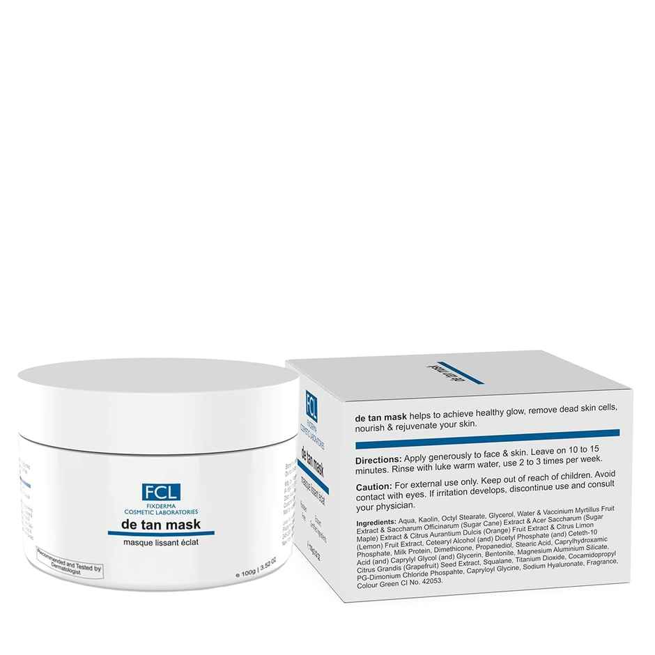 FCL Fixderma De Tan Mask For Tanning & Dark Skin | Cleans Pores | Removes Blackheads | Improves Skin Tone
