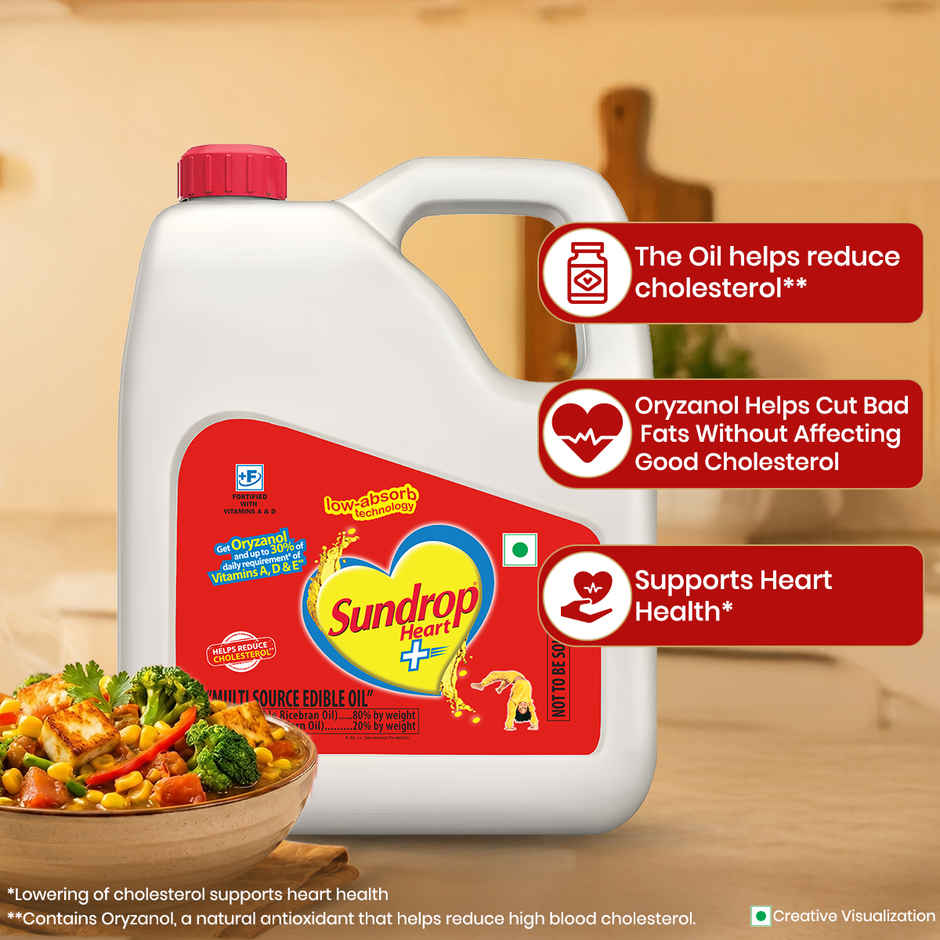 Sundrop Heart Plus|  Helps Reduce Cholesterol | Refined Rice Bran & Corn Oil