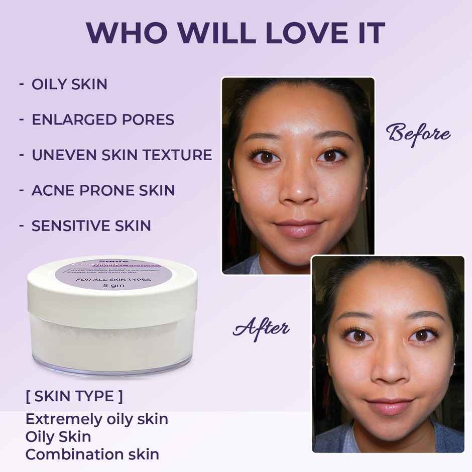 Sanfe No Sebum Mineral Powder For Instant Matte Finish Controls Excess Sebum - 5Gm