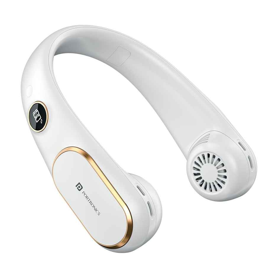 Portronics Gobreeze (POR 2048) Neck Fan,6 Hours Playtime,4 Speed Mode,Type C Fast Charging,White
