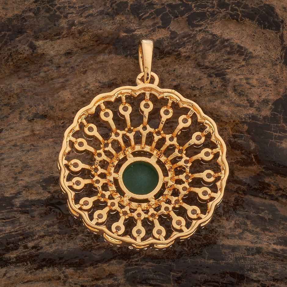 Kushal s Fashion Jewellery Green Gold-Plated Party Zircon Pendant | 436513