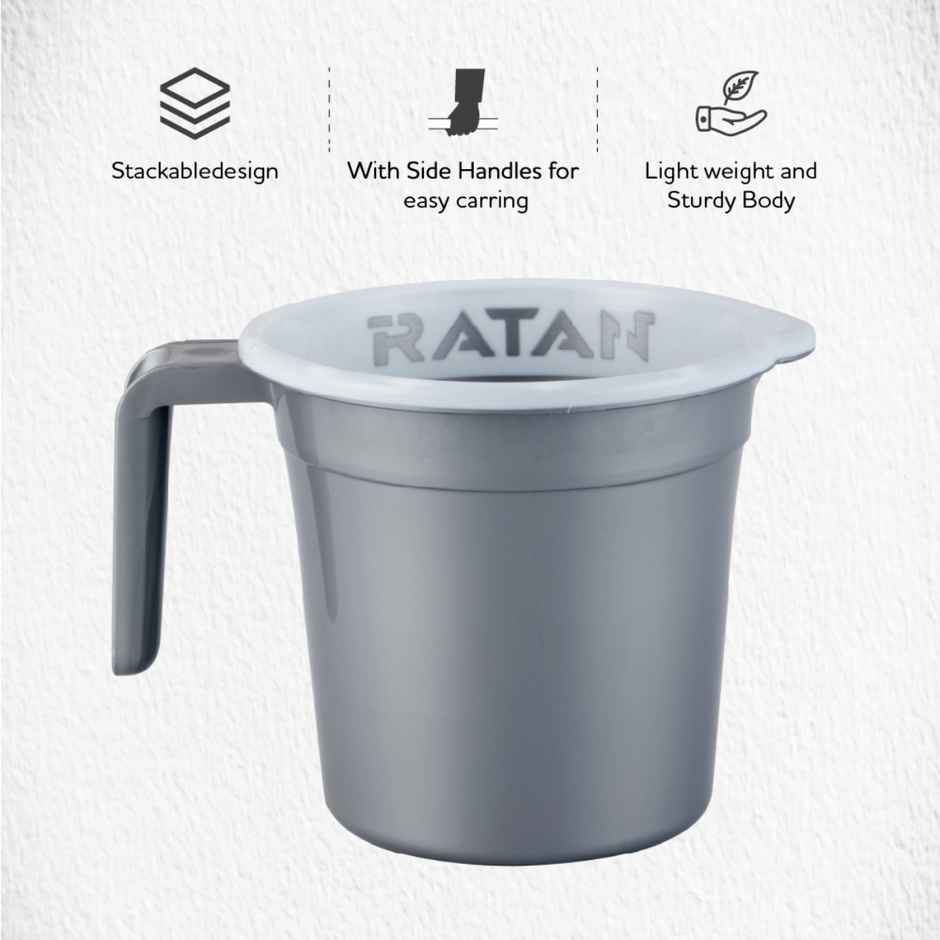 Ratan Plasticware Gloria Bath Mug | 1.5 L | Nir Silver | Pack Of 1