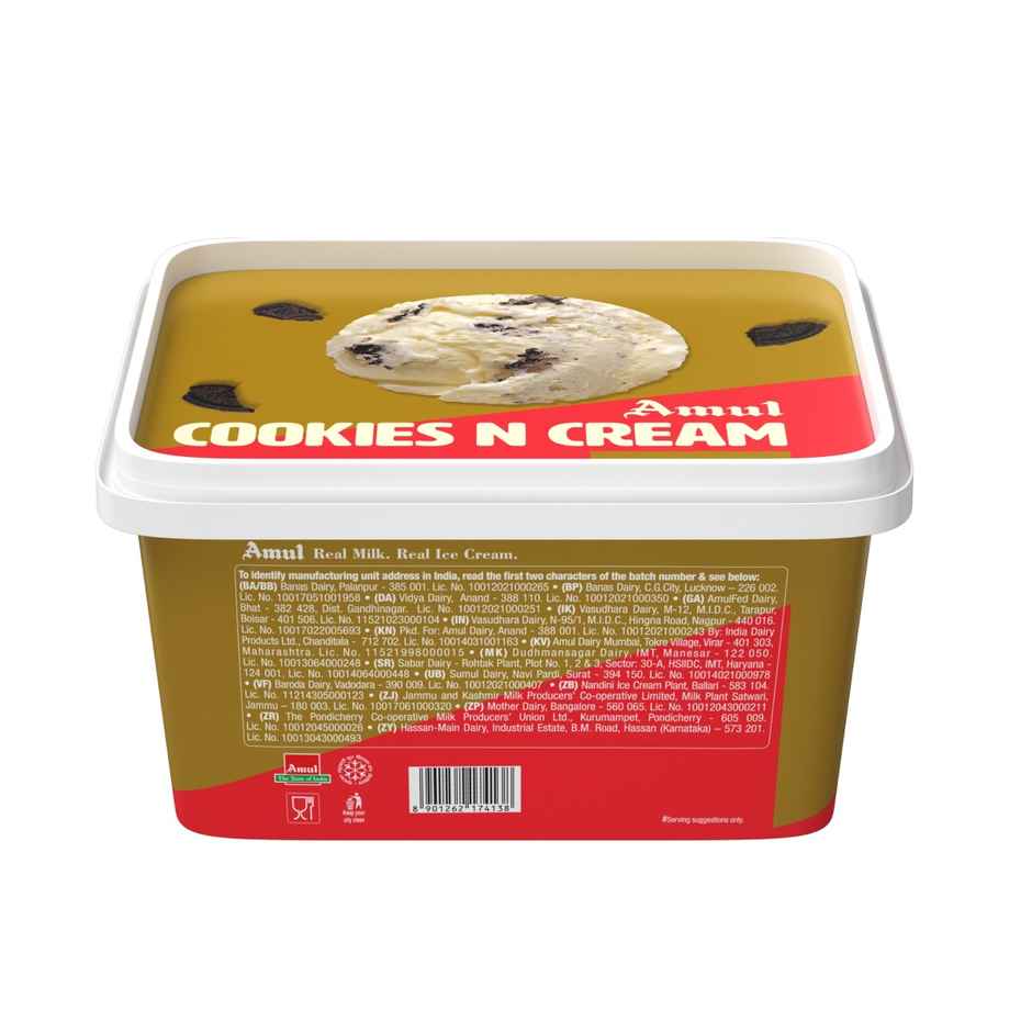 Amul Gold Cookies & Cream Ice Cream Tub | Smooth & Indulgent