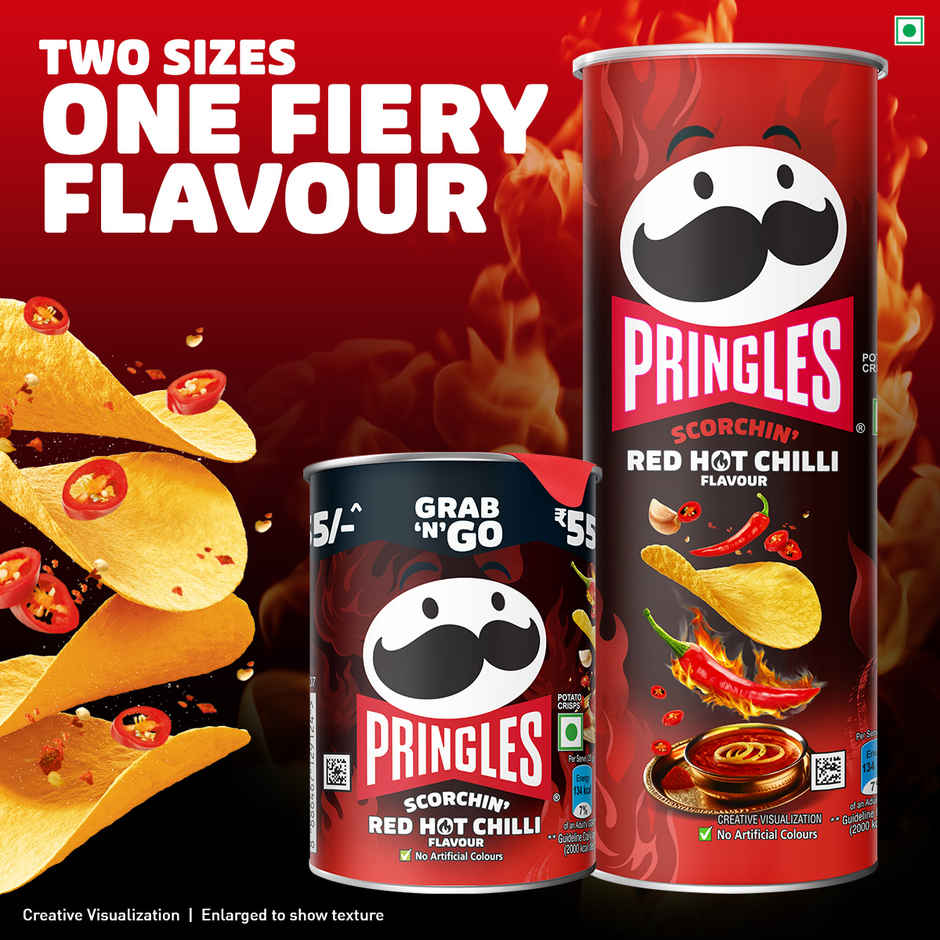 Pringles Scorchin Red Hot Chilli | Spicy & Crispy (102g) & Galaxy Fusions Dark Chocolate Bar With 70% Cocoa (56g) Combo