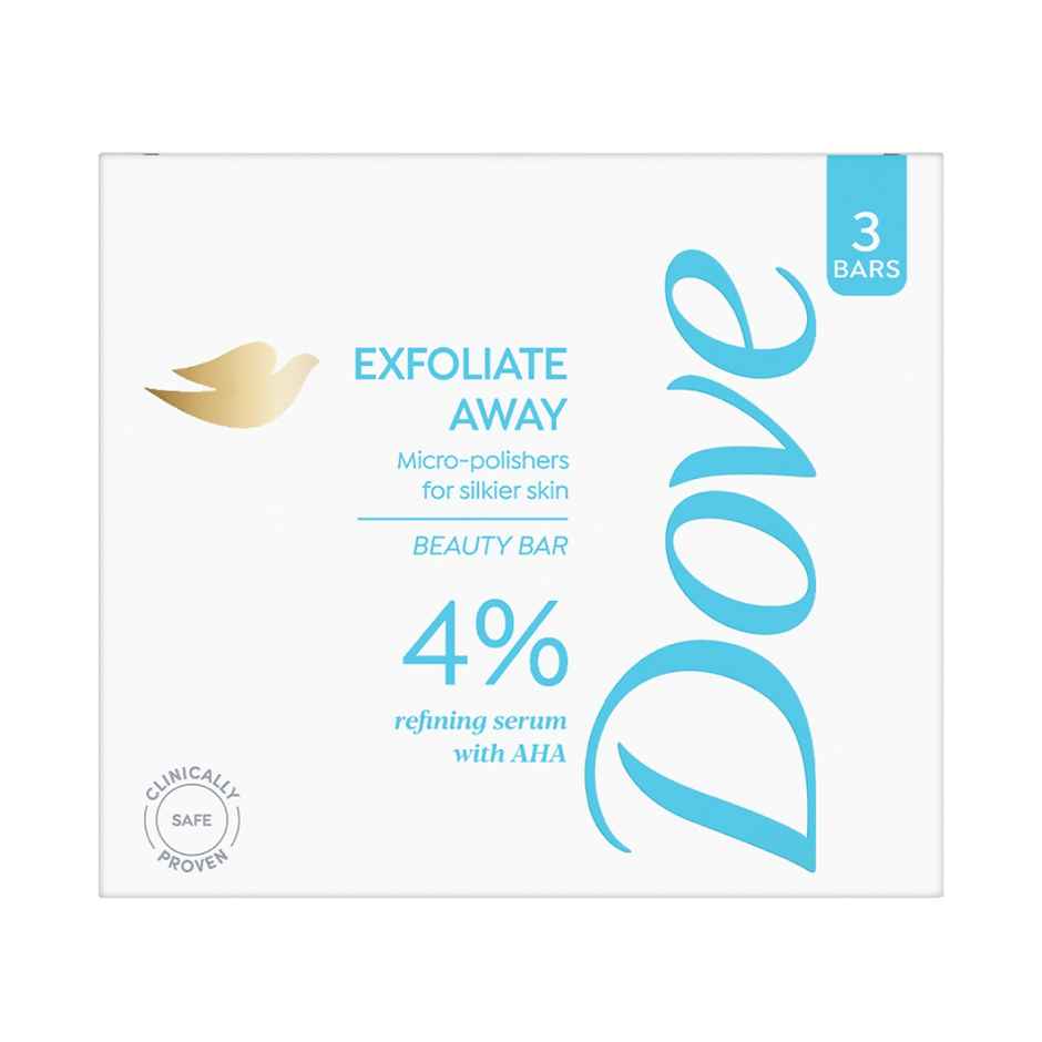 Dove 4% Refining Serum + AHA Exfoliate Away Serum Beauty Bar| Pack of 3